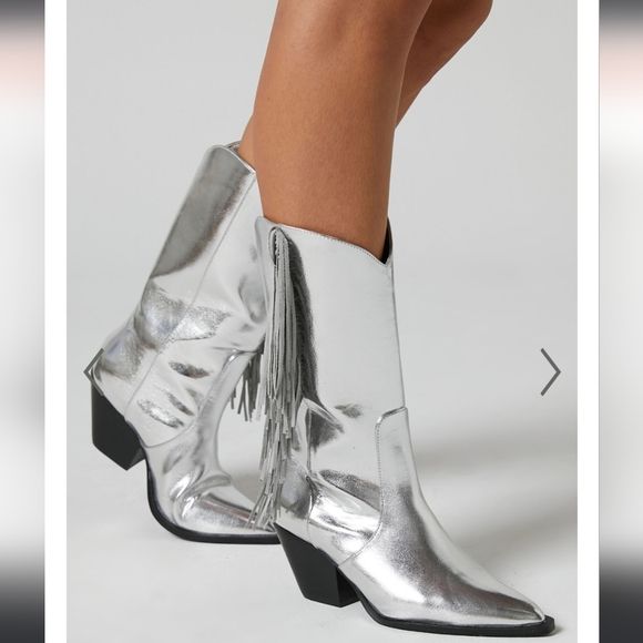 BILLINI Cowgirl Boots ANDE Silver Fringe 🔥❤️🩶 Women's Size 7 NEW - Picture 3 of 16